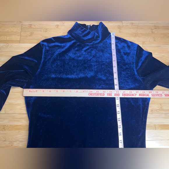 Valerie Steven Sport women’s Mock Neck Blue Long Sleeve Velvet Maxi Dress|Sz:M - Picture 10 of 16